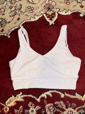 BuffBunny White V-Neck Sports Bralette